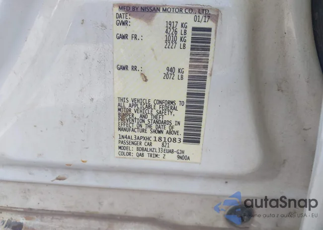 1N4AL3APXHC181083: 43542907