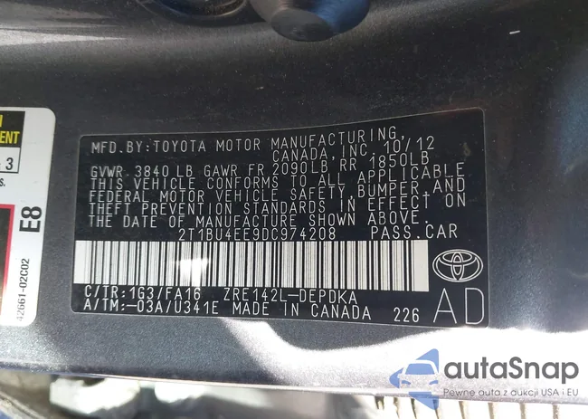 2T1BU4EE9DC974208: 43542075