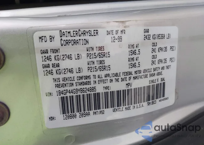 1B4GP44G9YB624885: 43542182