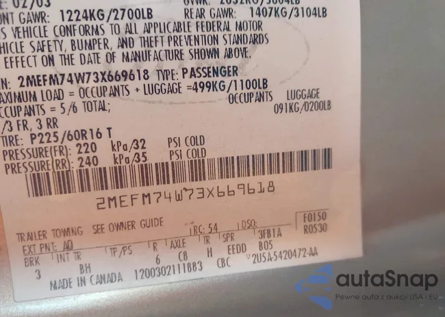 2MEFM74W73X669618: 43542194