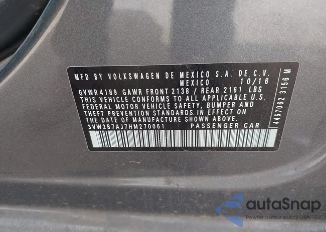 3VW2B7AJ7HM270061: 43542308