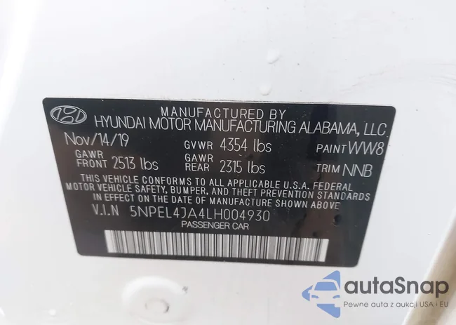 5NPEL4JA4LH004930: 43542326