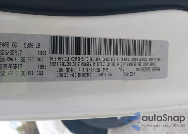 3C4PDCAB1HT545398: 43542357