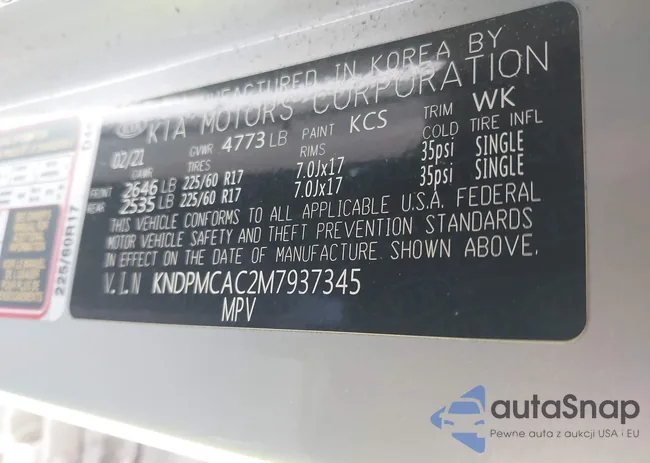 KNDPMCAC2M7937345: 43543531