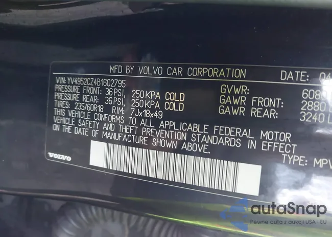 YV4952CZ4B1602795: 43543586