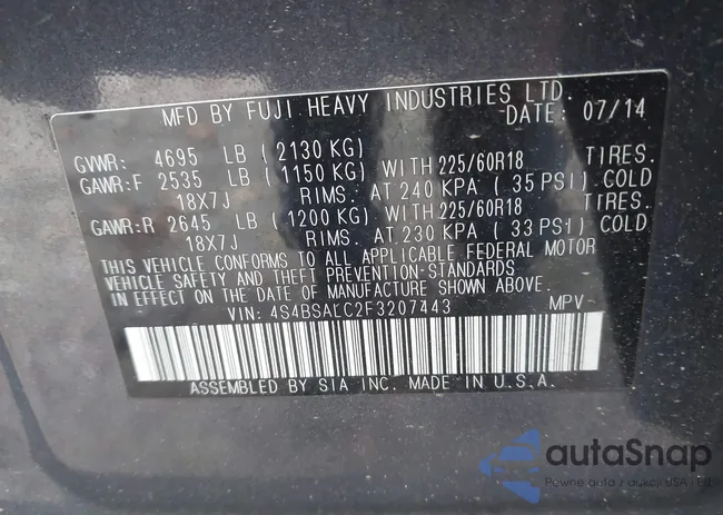 4S4BSALC2F3207443: 43543621