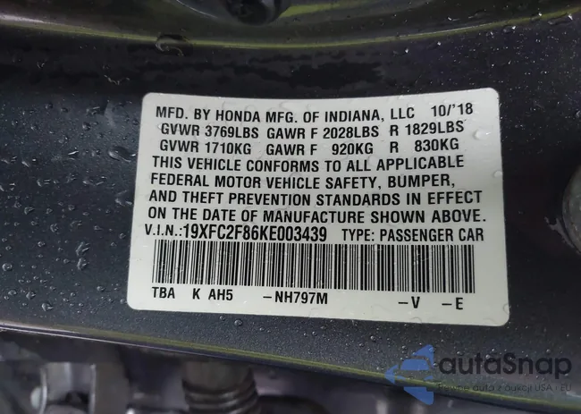 19XFC2F86KE003439: 43543662