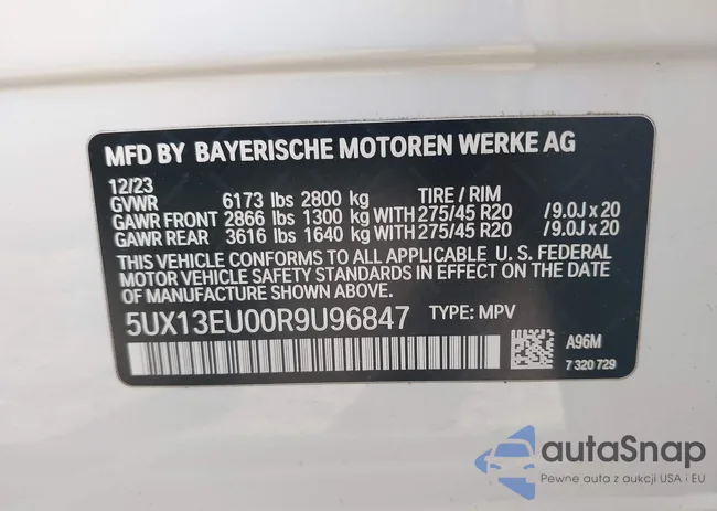 5UX13EU00R9U96847: 43543671