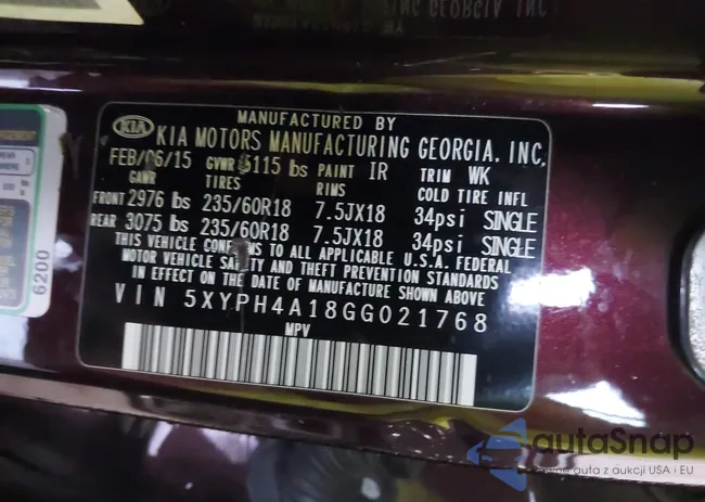 5XYPH4A18GG021768: 43543685