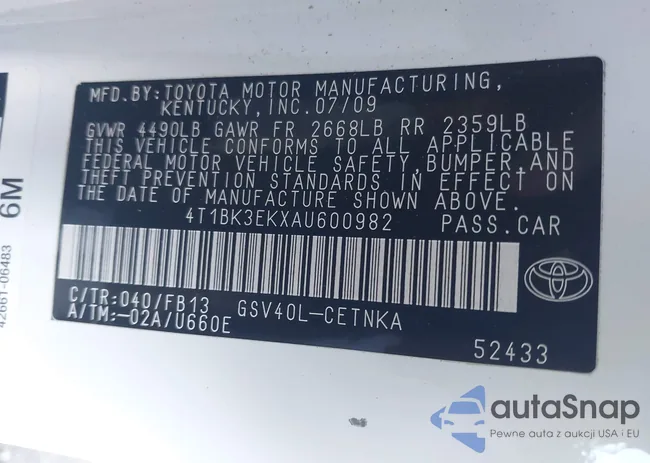 4T1BK3EKXAU600982: 43543914