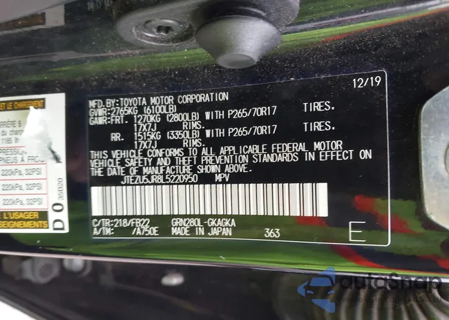 JTEZU5JR8L5220950: 43543915