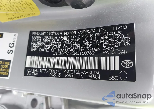 JTDEPMAE5MJ160782: 43543000