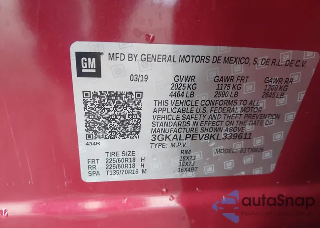 3GKALPEV8KL339611: 43543039