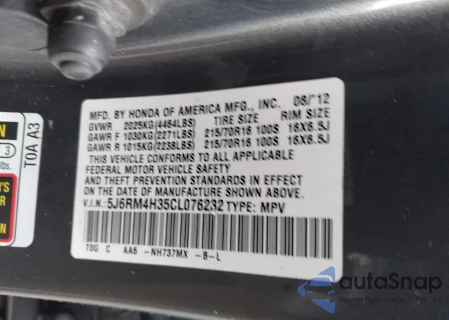 5J6RM4H35CL076232: 43543153