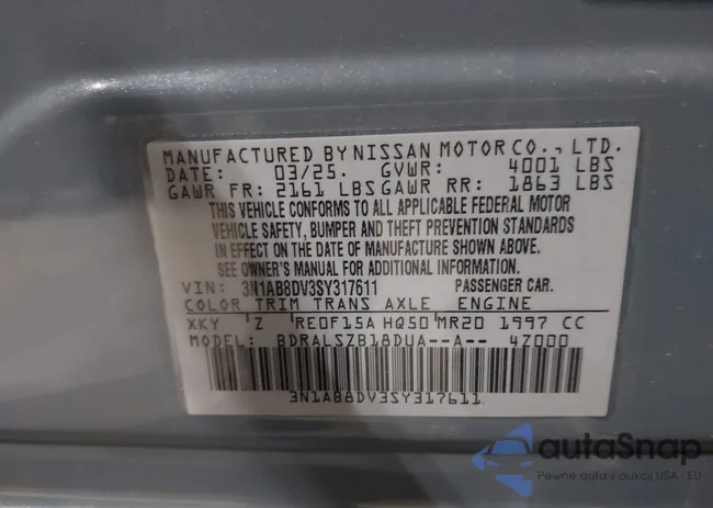 3N1AB8DV3SY317611: 43543288