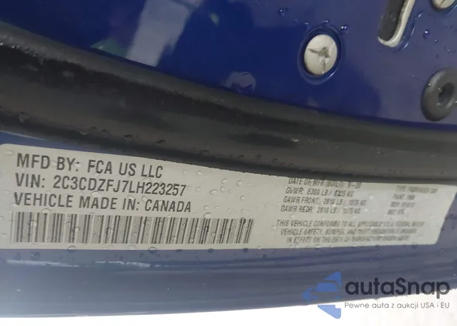 2C3CDZFJ7LH223257: 43543313