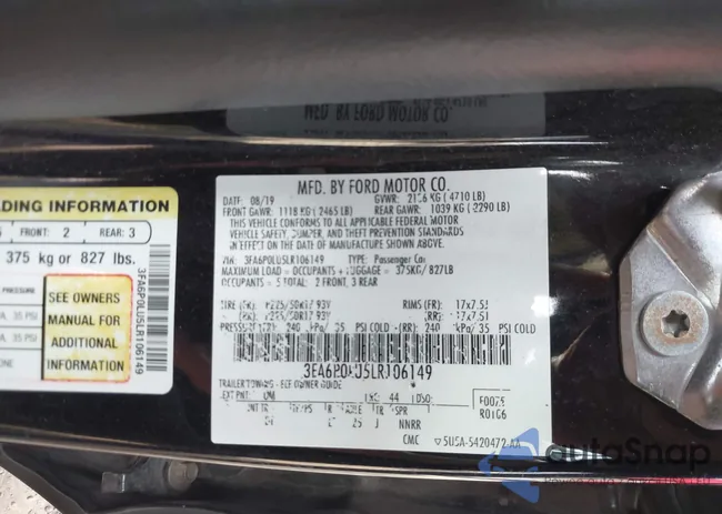 3FA6P0LU5LR106149: 43543349