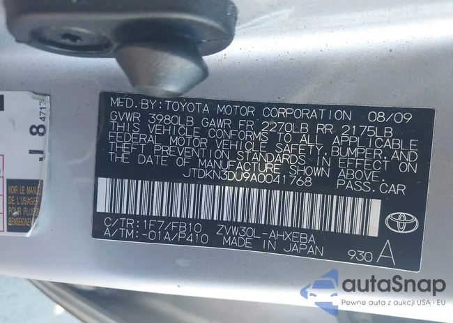 JTDKN3DU9A0041768: 43544361