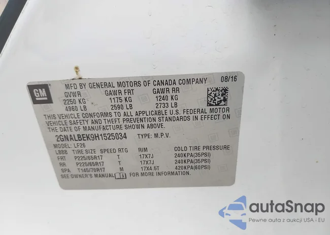 2GNALBEK9H1525034: 43544366