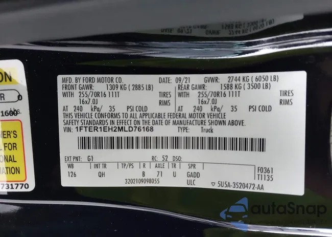 1FTER1EH2MLD76168: 43544639