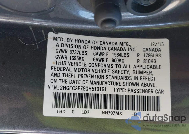 2HGFC2F78GH519161: 43544743