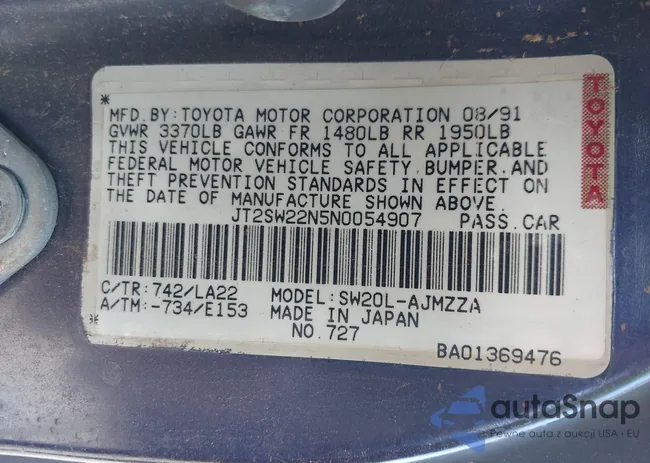 JT2SW22N5N0054907: 43544781