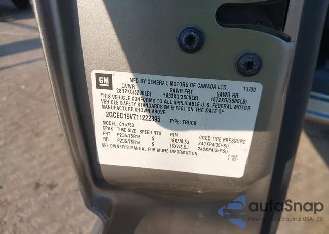 2GCEC19V711222395: 43544853