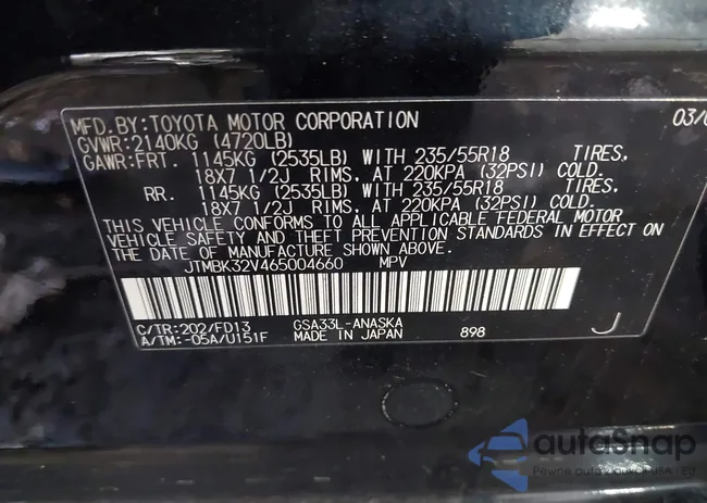 JTMBK32V465004660: 43544959