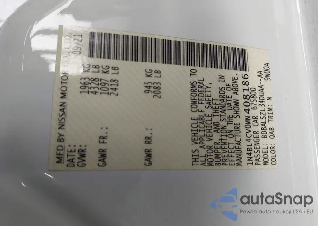 1N4BL4CV0MN408186: 43544006