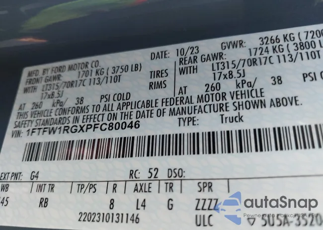 1FTFW1RGXPFC80046: 43544076