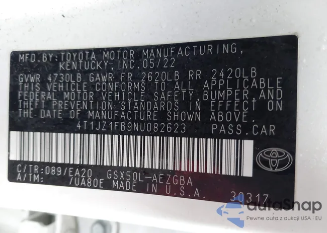 4T1JZ1FB9NU082623: 43544224