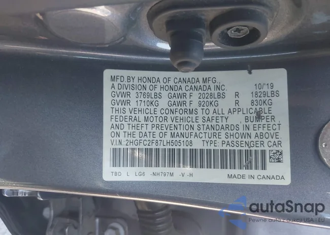 2HGFC2F87LH505108: 43545365