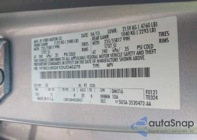 1FMCU9GX1DUD40275: 43545408