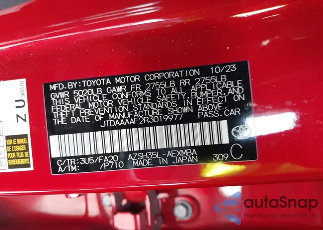 JTDAAAAF2R3019977: 43545497