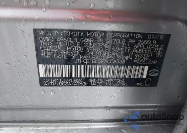 JTHCE1BL2FA008338: 43545525
