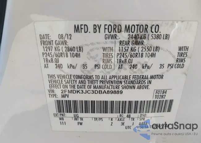 2FMDK3JD3DBA89889: 43545590