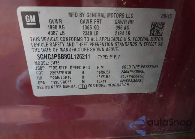 3GNCJPSB8GL126211: 43545619