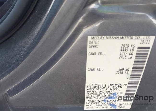 1N4BL4CW3MN420891: 43545677