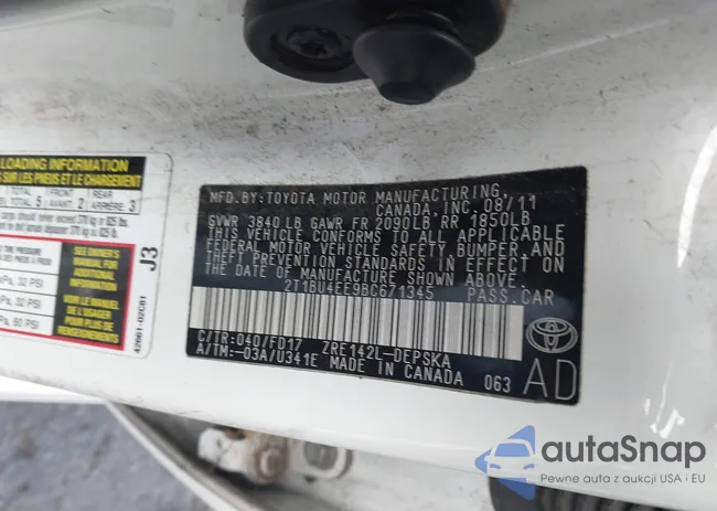 2T1BU4EE9BC671345: 43545787