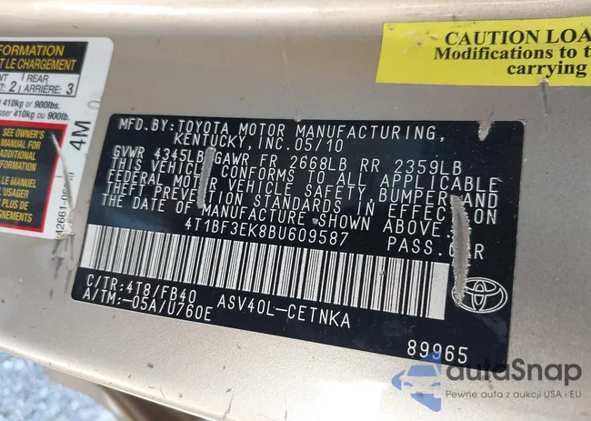 4T1BF3EK8BU609587: 43545843