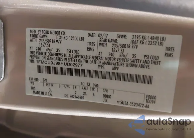 1FMCU9J98HUD02977: 43545946