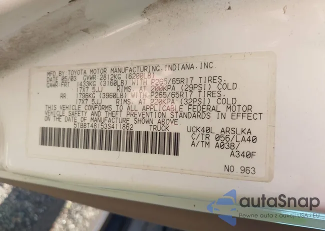 5TBBT48153S411862: 43545154