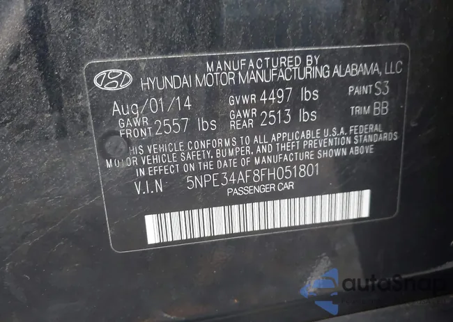 5NPE34AF8FH051801: 43545233