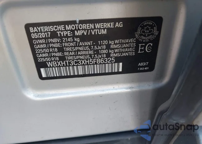 WBXHT3C3XH5F86325: 43545289