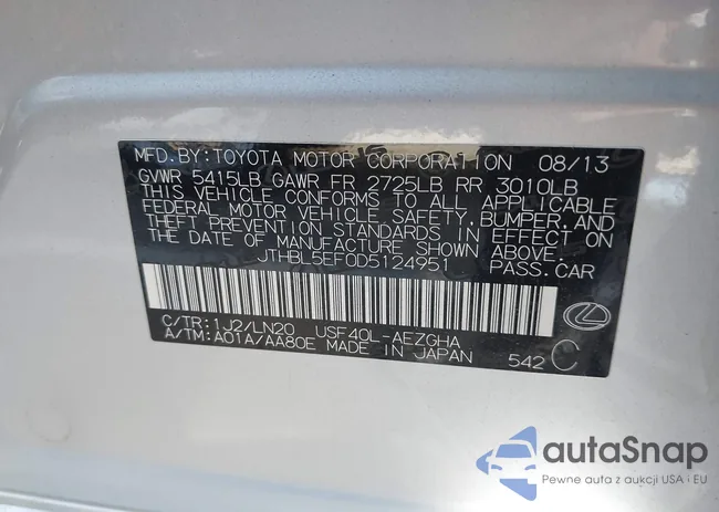 JTHBL5EF0D5124951: 43545330