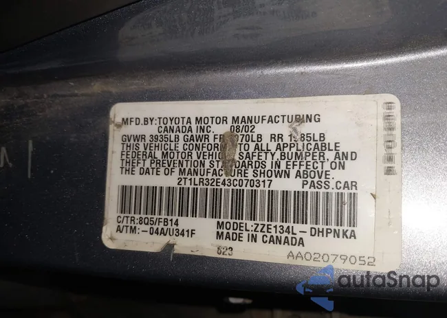 2T1LR32E43C070317: 43546472