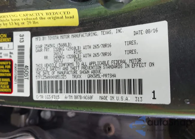 5TFCZ5ANXHX051325: 43546611