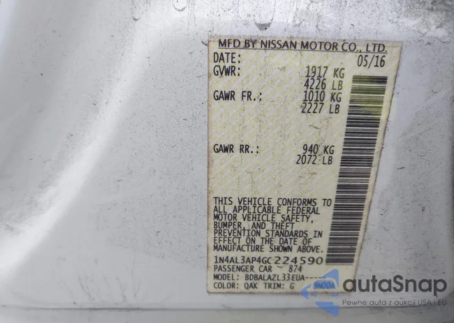 1N4AL3AP4GC224590: 43546714