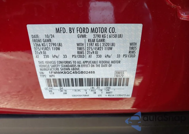 1FMWK8GC4SGB02488: 43546829