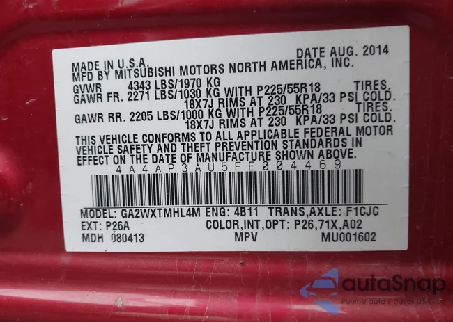 4A4AP3AU5FE004469: 43546937